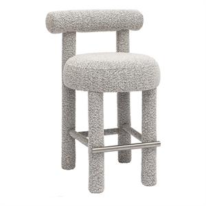 Pemberly Row Contemporary Black & White Boucle Counter Stool