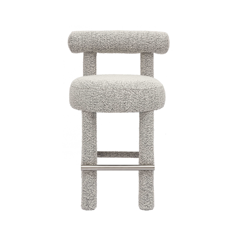 Pemberly Row Contemporary Black & White Boucle Counter Stool