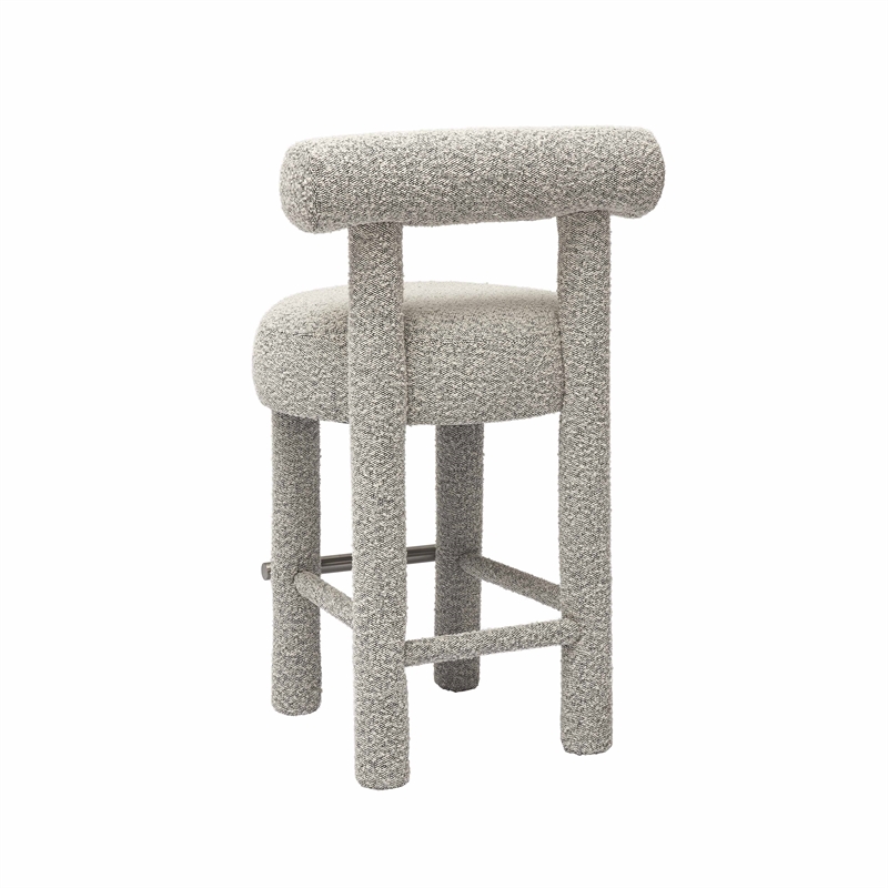 Pemberly Row Contemporary Black & White Boucle Counter Stool