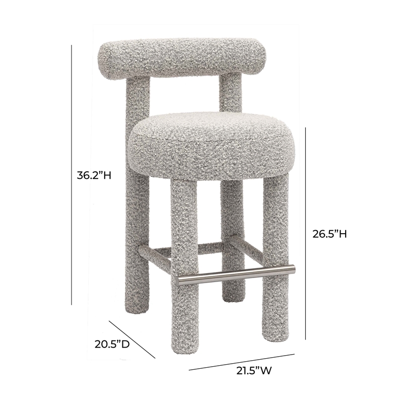 Pemberly Row Contemporary Black & White Boucle Counter Stool