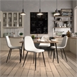 Pemberly Row Cream White Fabric Dining Chairs with Sleek Black Legs - Set of 4