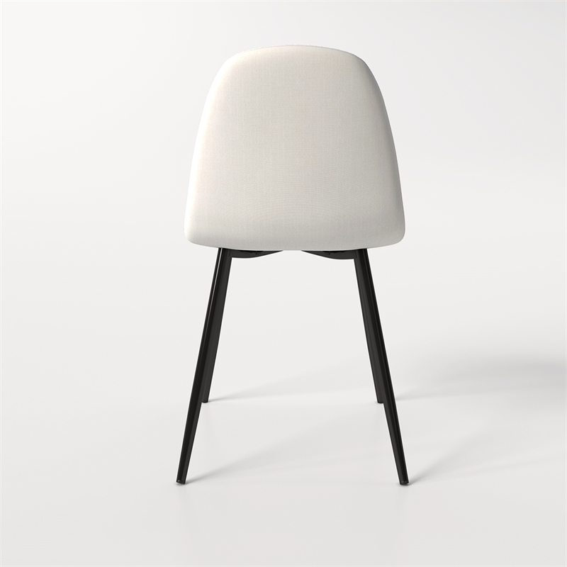 Pemberly Row Cream White Fabric Dining Chairs with Sleek Black Legs - Set of 4