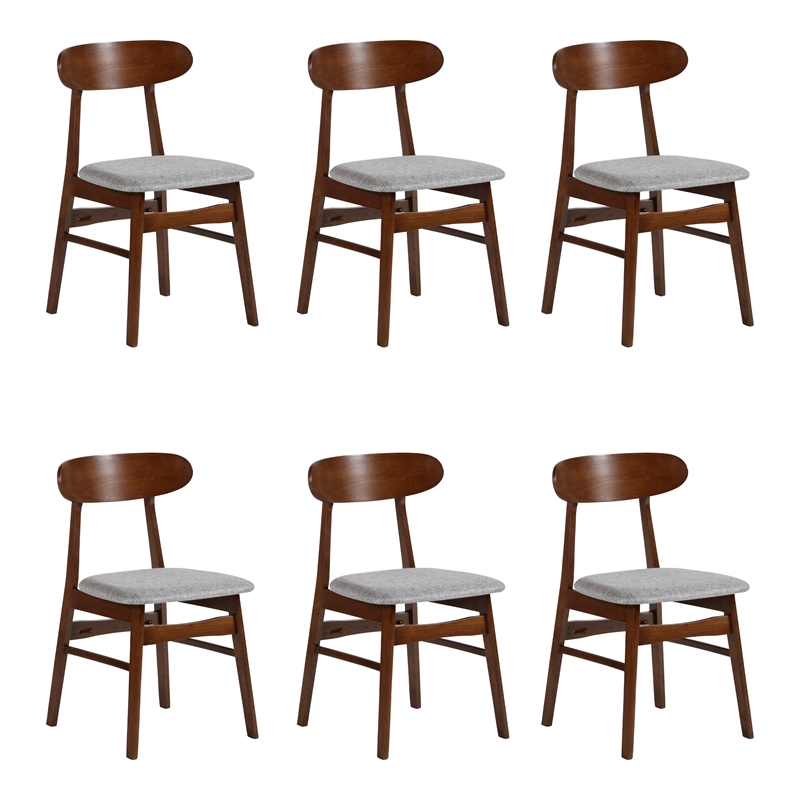 Pemberly Row Modern Wood Dining Chair in Light Gray (Set of 6)