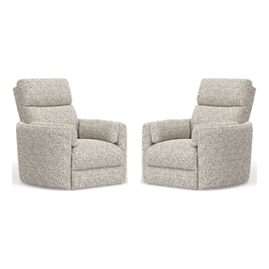 pemberly row set of 2 transitional fabric swivel recliner with two pillows