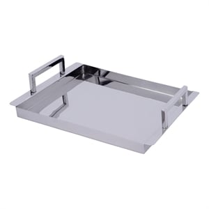 Pemberly Row Modern Rectangle Serving Tray - Polished Silver