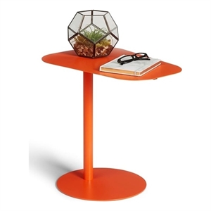 Pemberly Row Modern Metal End Table Space Saving C Shaped Design in Orange