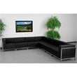 Pemberly Row Modern Leather Sectional Configuration in Black