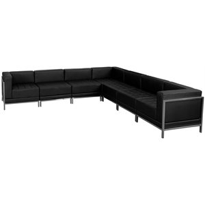 Pemberly Row Modern Leather Sectional Configuration in Black
