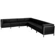 Pemberly Row Modern Leather Sectional Configuration in Black
