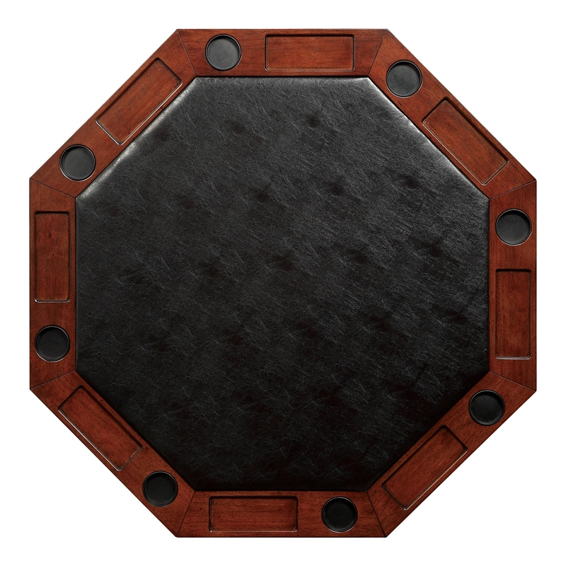 Pemberly Row Traditional Wood Octagon Gaming Table in Cherry