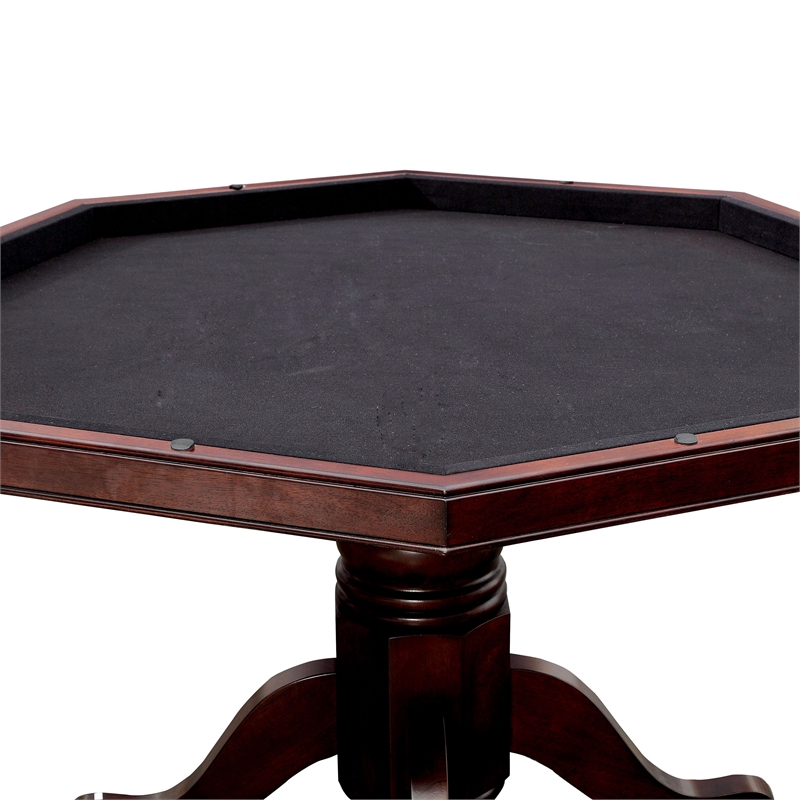 Pemberly Row Traditional Wood Octagon Gaming Table in Cherry