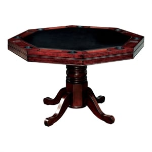 Pemberly Row Traditional Wood Octagon Gaming Table in Cherry