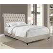 Pemberly Row Button Tufted Upholstered Fabric Full Bed in Beige