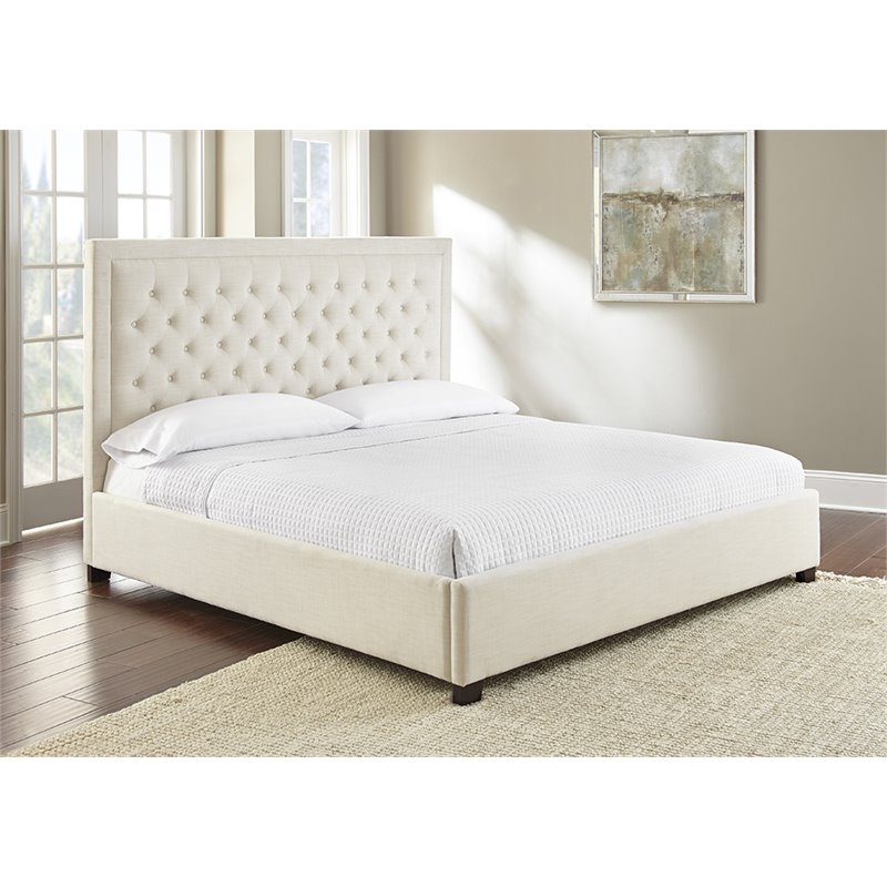 Pemberly Row Modern / Contemporary Tufted King Platform Bed in White