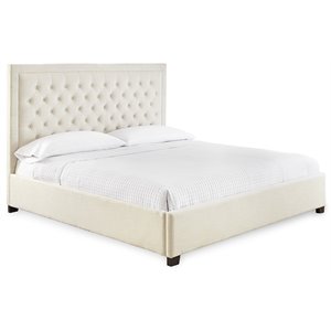 Pemberly Row Modern / Contemporary Tufted King Platform Bed in White