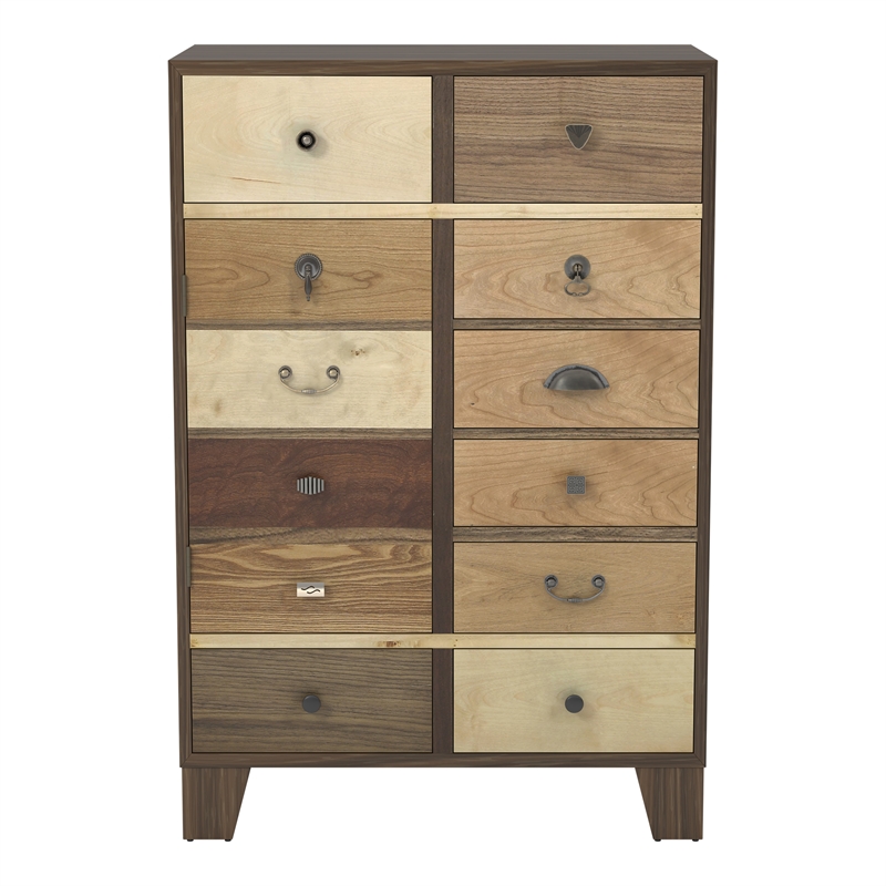 Pemberly Row Vintage Wood 8-Drawer Accent Chest in Walnut