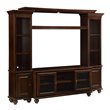 Pemberly Row Entertainment Center with 2 Side Piers and Bridge in Walnut Wood