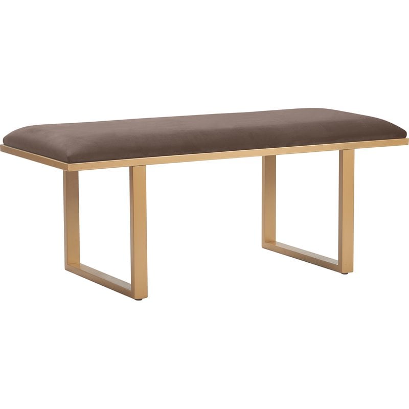 Pemberly Row Modern Velvet Upholstered Bench Chocolate Brown