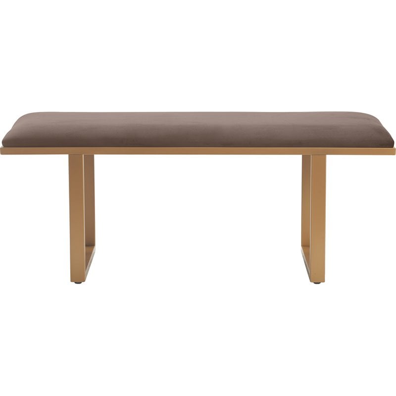 Pemberly Row Modern Velvet Upholstered Bench Chocolate Brown