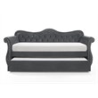 Pemberly Row Upholstered Velvet Wood Daybed with Trundle in Gray