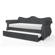 Pemberly Row Upholstered Velvet Wood Daybed with Trundle in Gray