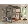 Pemberly Row Farmhouse Wood Twin Over Twin Bunk Bed in Rustic Gray