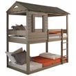 Pemberly Row Farmhouse Wood Twin Over Twin Bunk Bed in Rustic Gray