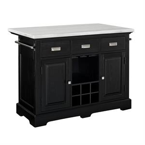 Pemberly Row Contemporary Ebony Finished Wood Kitchen Island