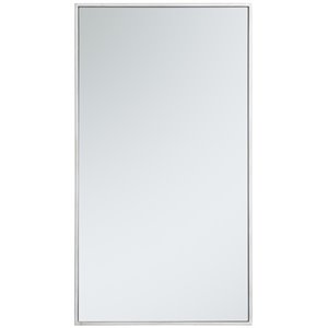 Pemberly Row 36&quot x 20&quot Contemporary Metal Frame Mirror in Silver