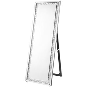 Pemberly Row 63&quot Contemporary Silver Crystal Frame Standing Mirror