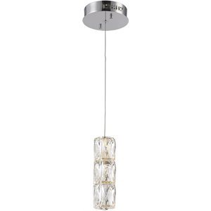 Pemberly Row Modern Elegant Cut Crystal LED Pendant in Chrome