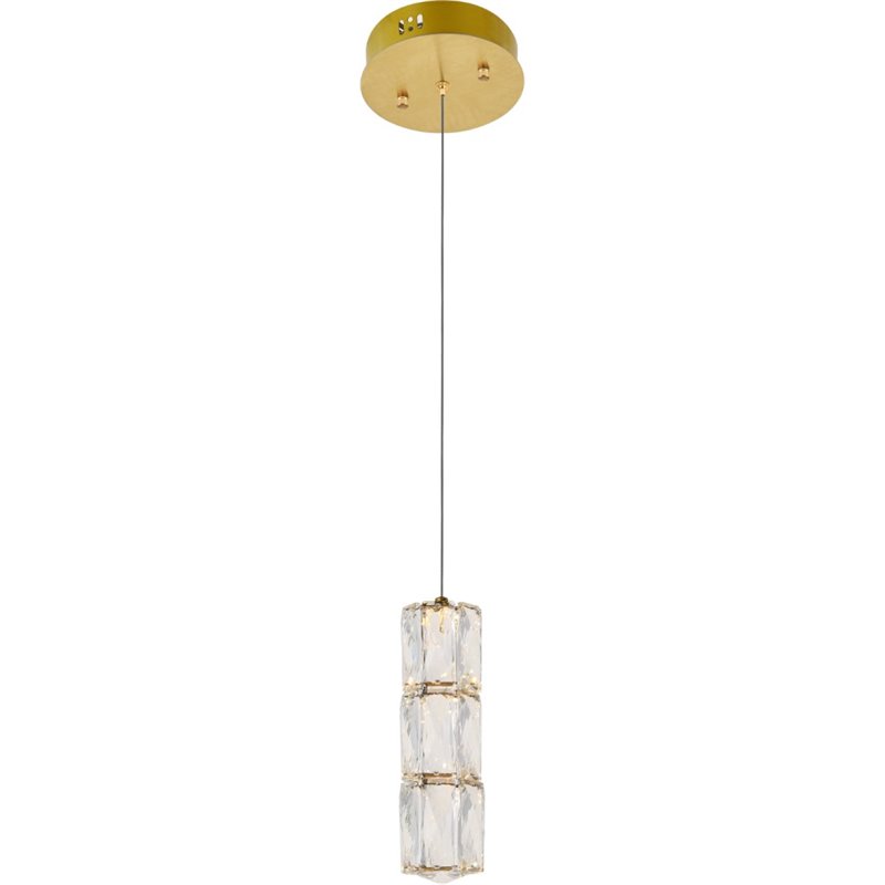 Pemberly Row Contemporary Royal Cut Crystal LED Pendant in Gold