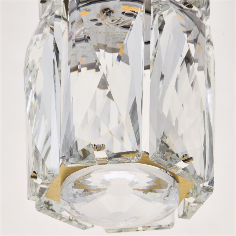 Pemberly Row Contemporary Royal Cut Crystal LED Pendant in Gold