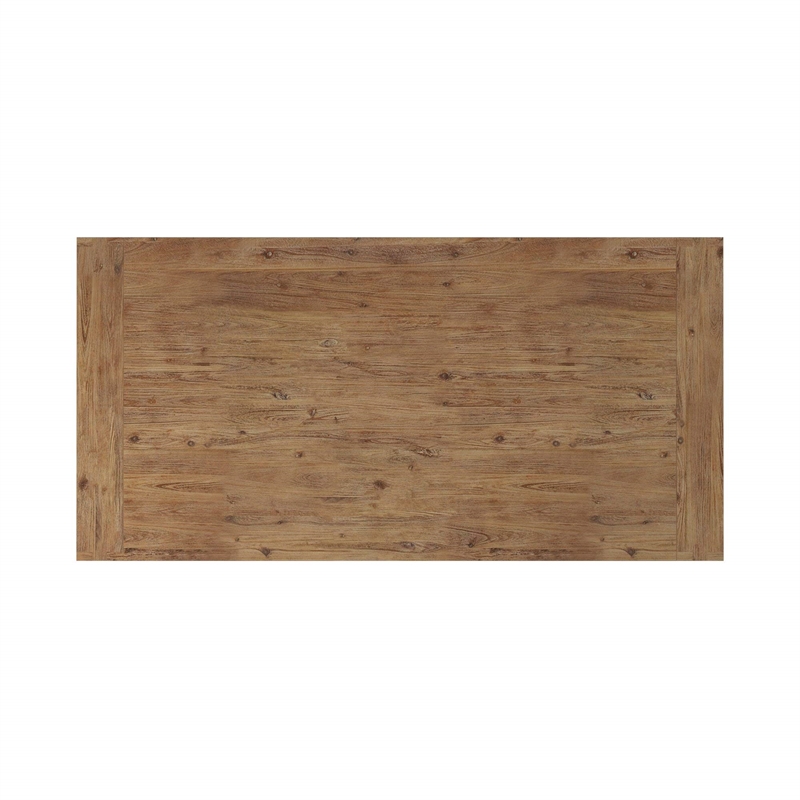 Pemberly Row Fixed Wood Top Dining Table in Antique Natural (Brown)