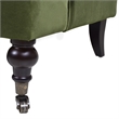 Pemberly Row Modern Recessed Arm Sofa Metal Casters Olive Green