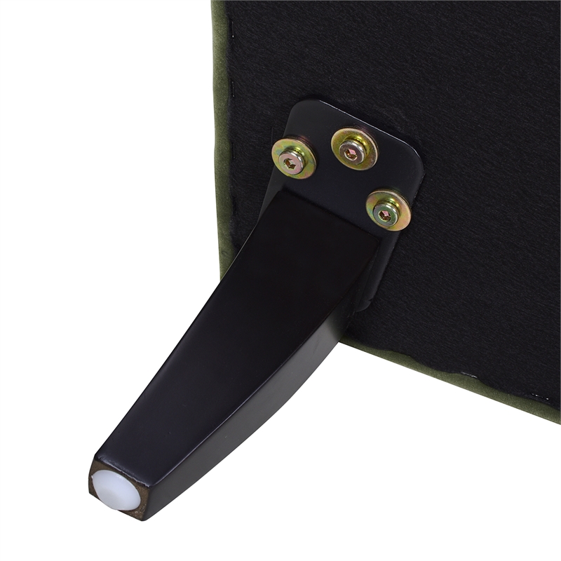 Pemberly Row Modern Recessed Arm Sofa Metal Casters Olive Green