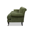 Pemberly Row Modern Recessed Arm Sofa Metal Casters Olive Green