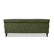 Pemberly Row Modern Recessed Arm Sofa Metal Casters Olive Green