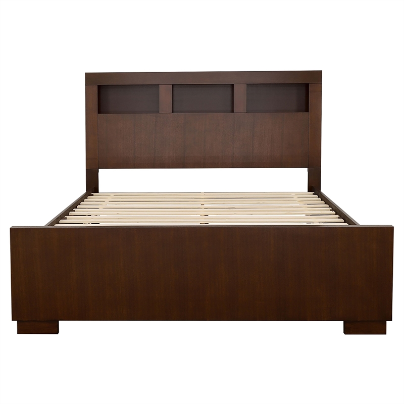 Pemberly Row Bookcase Wood Eastern King Platform Bed in Cappuccino
