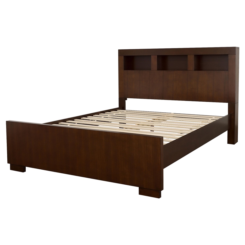 Pemberly Row Bookcase Wood Eastern King Platform Bed in Cappuccino