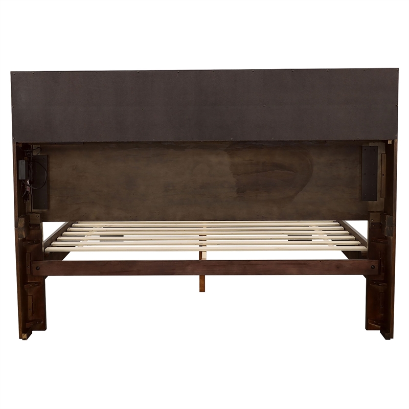 Pemberly Row Bookcase Wood Eastern King Platform Bed in Cappuccino