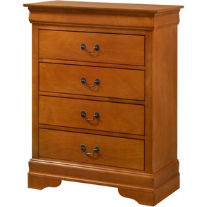 Pemberly Row Wood Veneer 4-Drawer Bedroom Chest in Oak