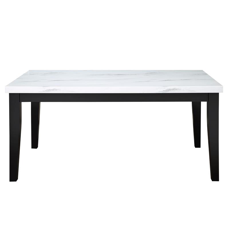 Pemberly Row White Faux Marble and Wood 7-piece Dining Set in Black