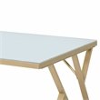 Pemberly Row Contemporary White Glass Top Dining Table