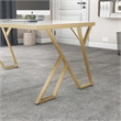 Pemberly Row Contemporary White Glass Top Dining Table