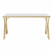 Pemberly Row Contemporary White Glass Top Dining Table