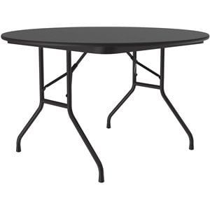 Pemberly Row 48&quotW x 48&quotD Melamine Top Folding Table in Black Granite