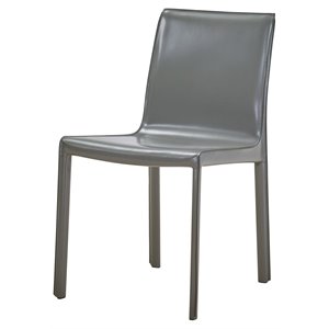 pemberly row modern 18.5&quot recycle leather chair in gray (set of 2)