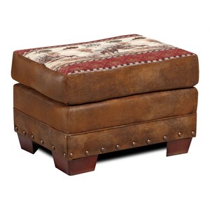 Pemberly Row Modern 26.5&quot Microfiber Deer Valley Ottoman in Brown