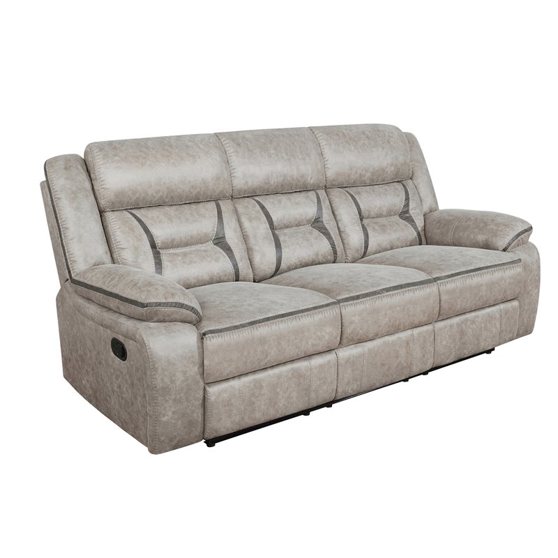Pemberly Row 3-piece Faux Leather Upholstered Motion Living Room Set Beige